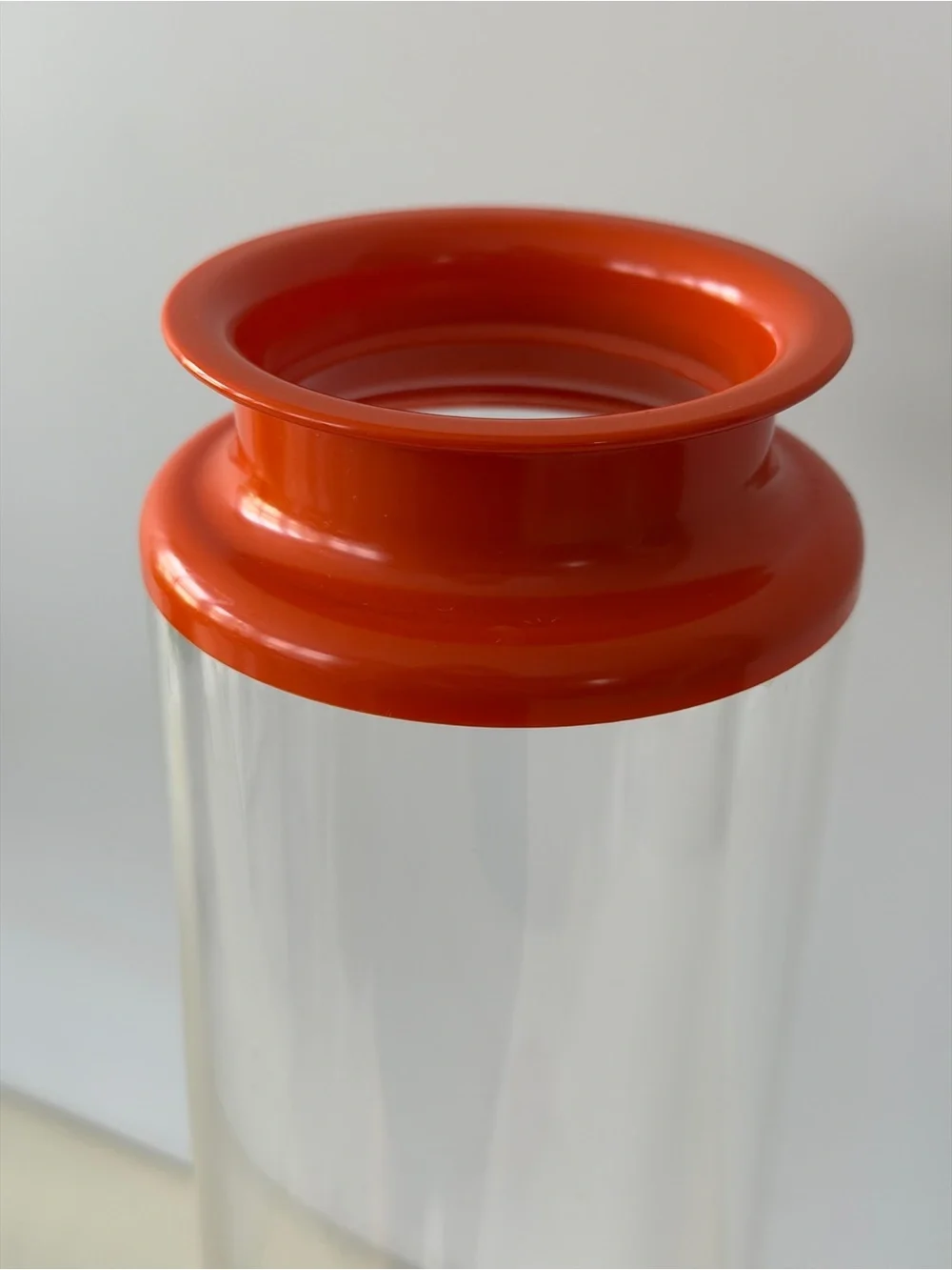 Vintage Tupperware[#1486-2] Clear Acrylic Push & Seal Canister|Harvest Orange|